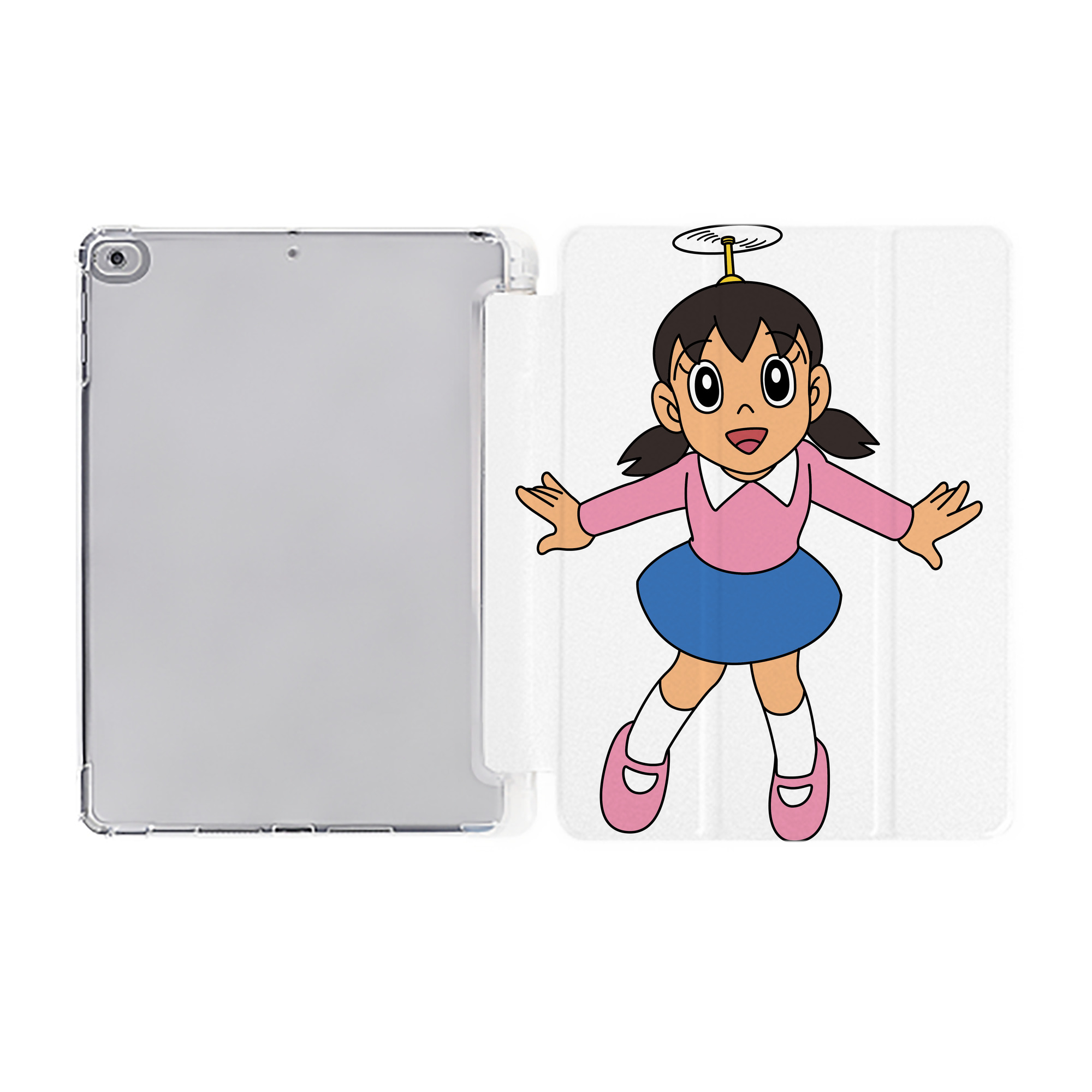 （画像用） ドラえもん みなもと しずか Doraemon Shizuka Minamoto IPad ケース ペン収納付き 三つ折りスタンド PUレザー×シリコン 対応機種9.5/10.5/10.9インチ